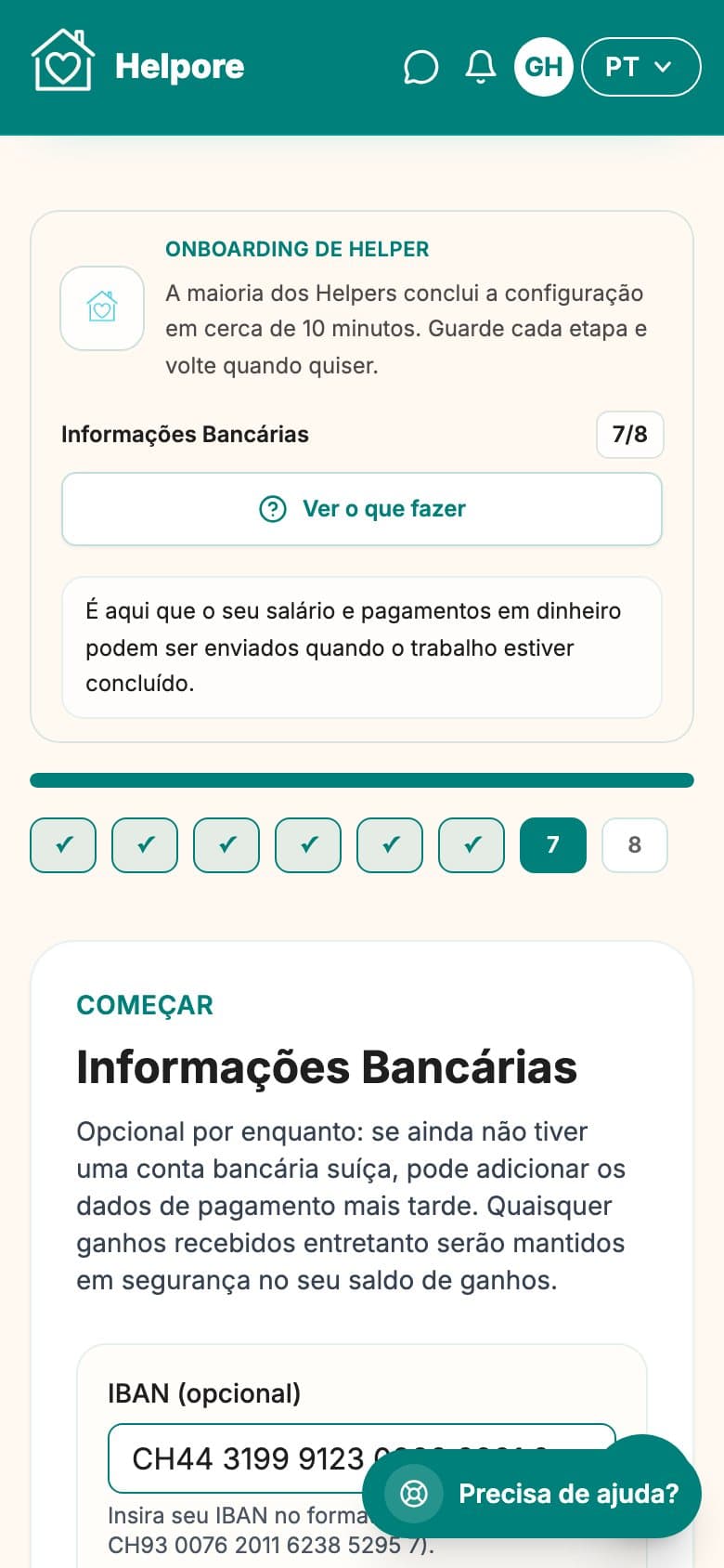 Captura movel do passo de dados bancarios helper.